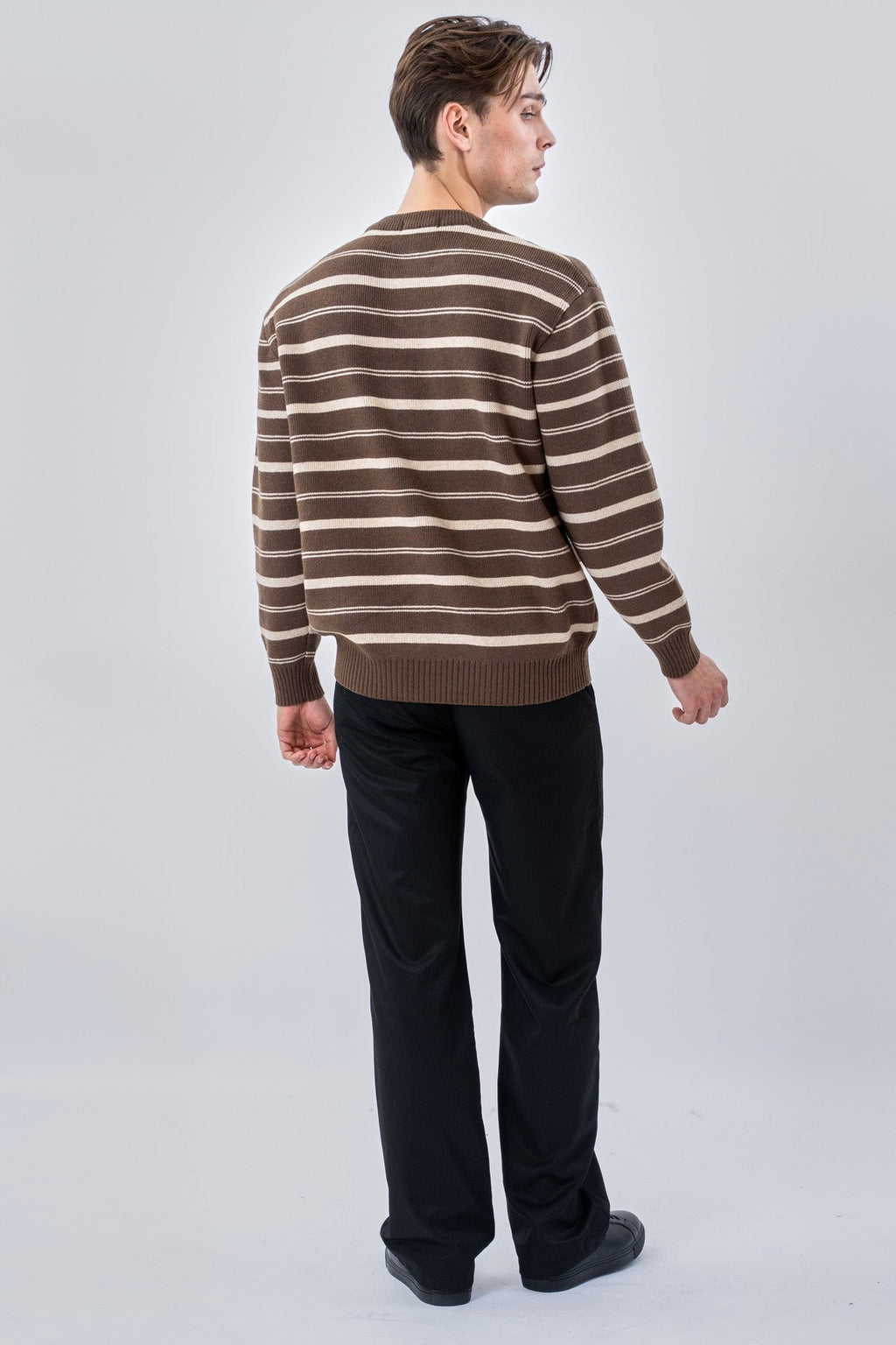 Raidallinen villapaita - Khaki