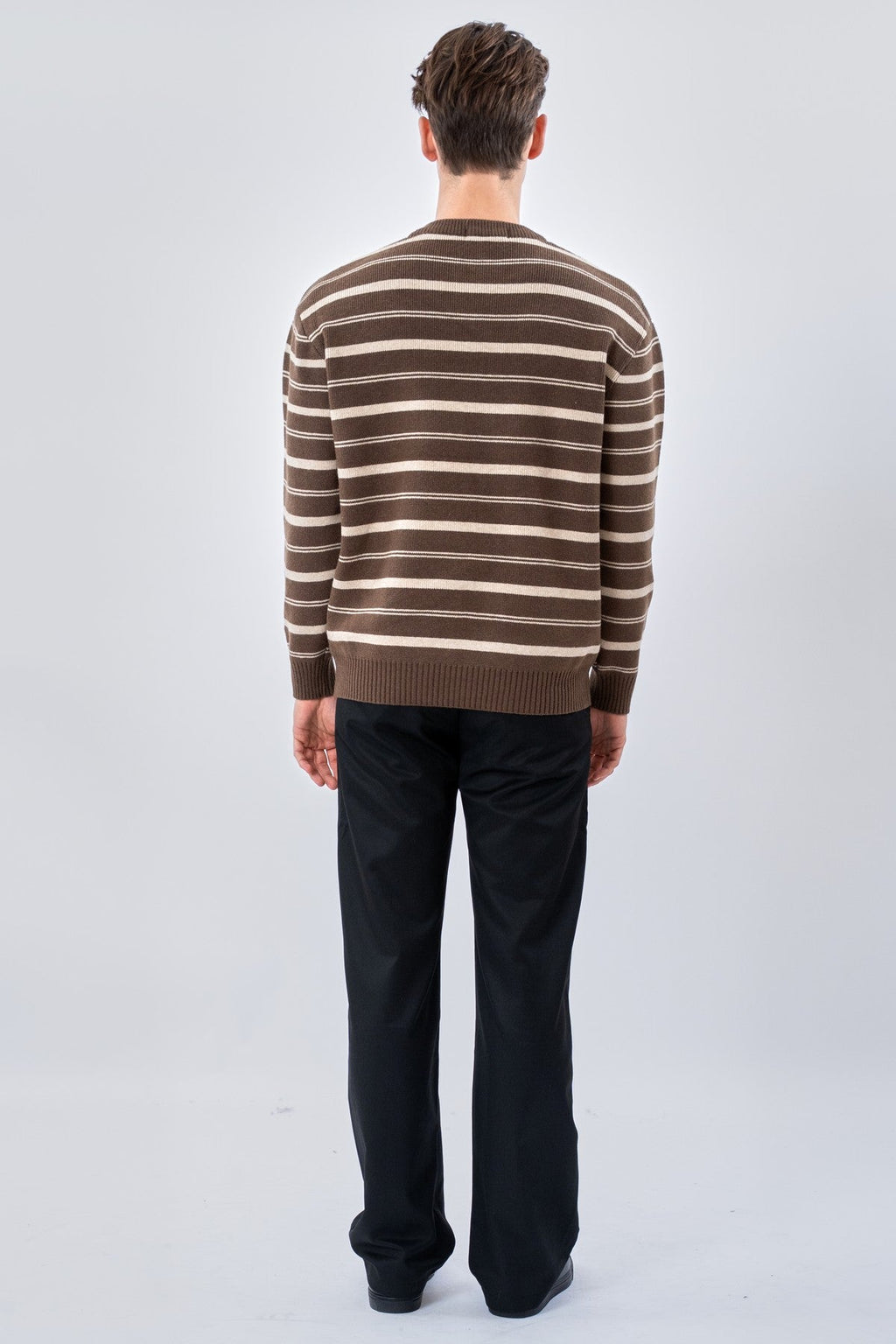 Raidallinen villapaita - Khaki