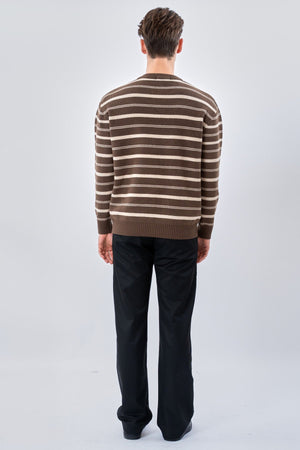 Raidallinen villapaita - Khaki