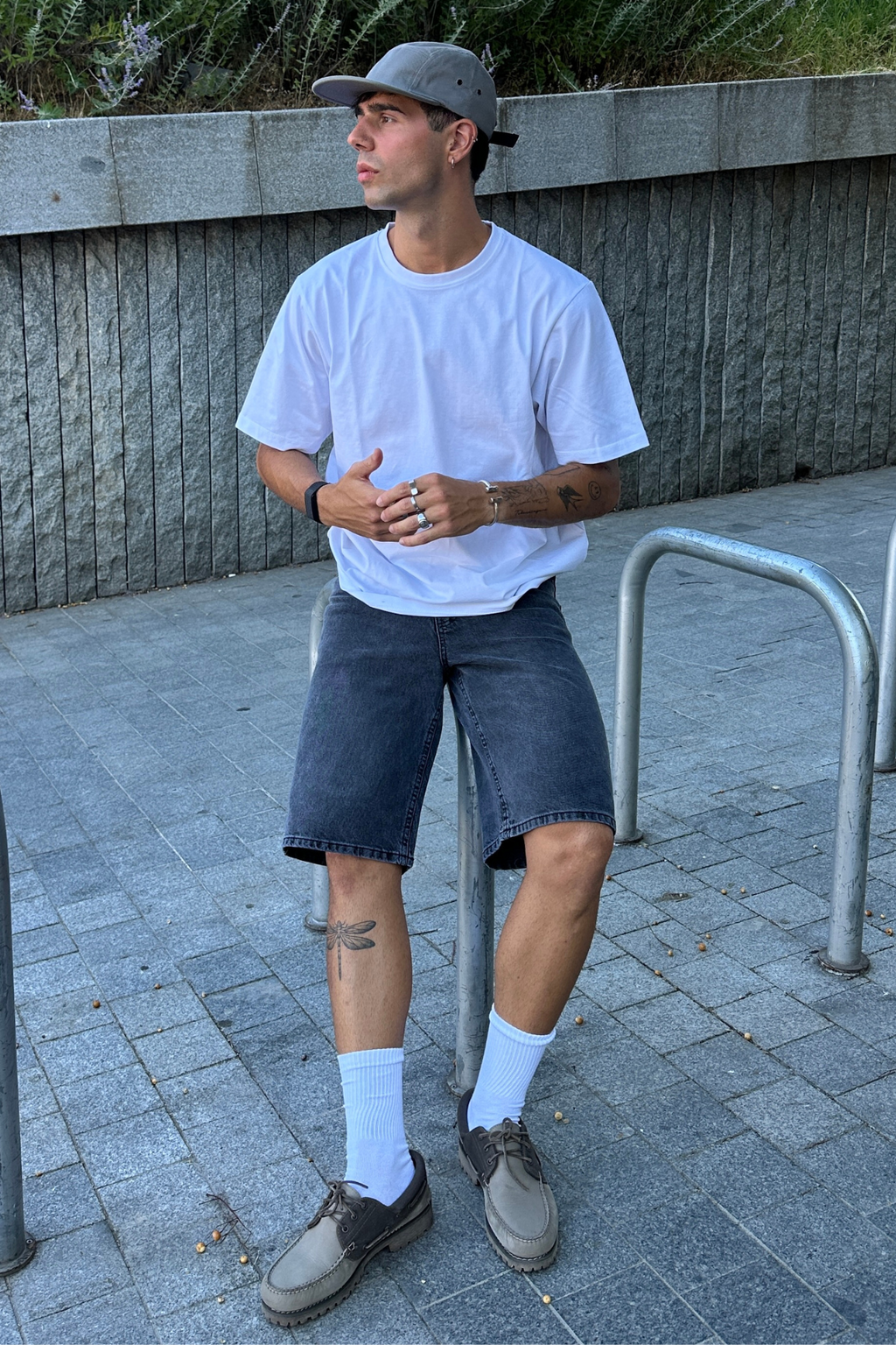 Farkku Shorts Löysä - musta