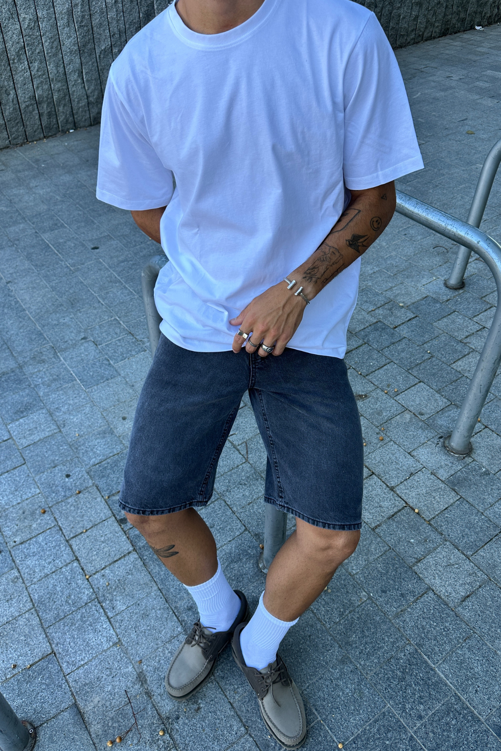 Farkku Shorts Löysä - musta