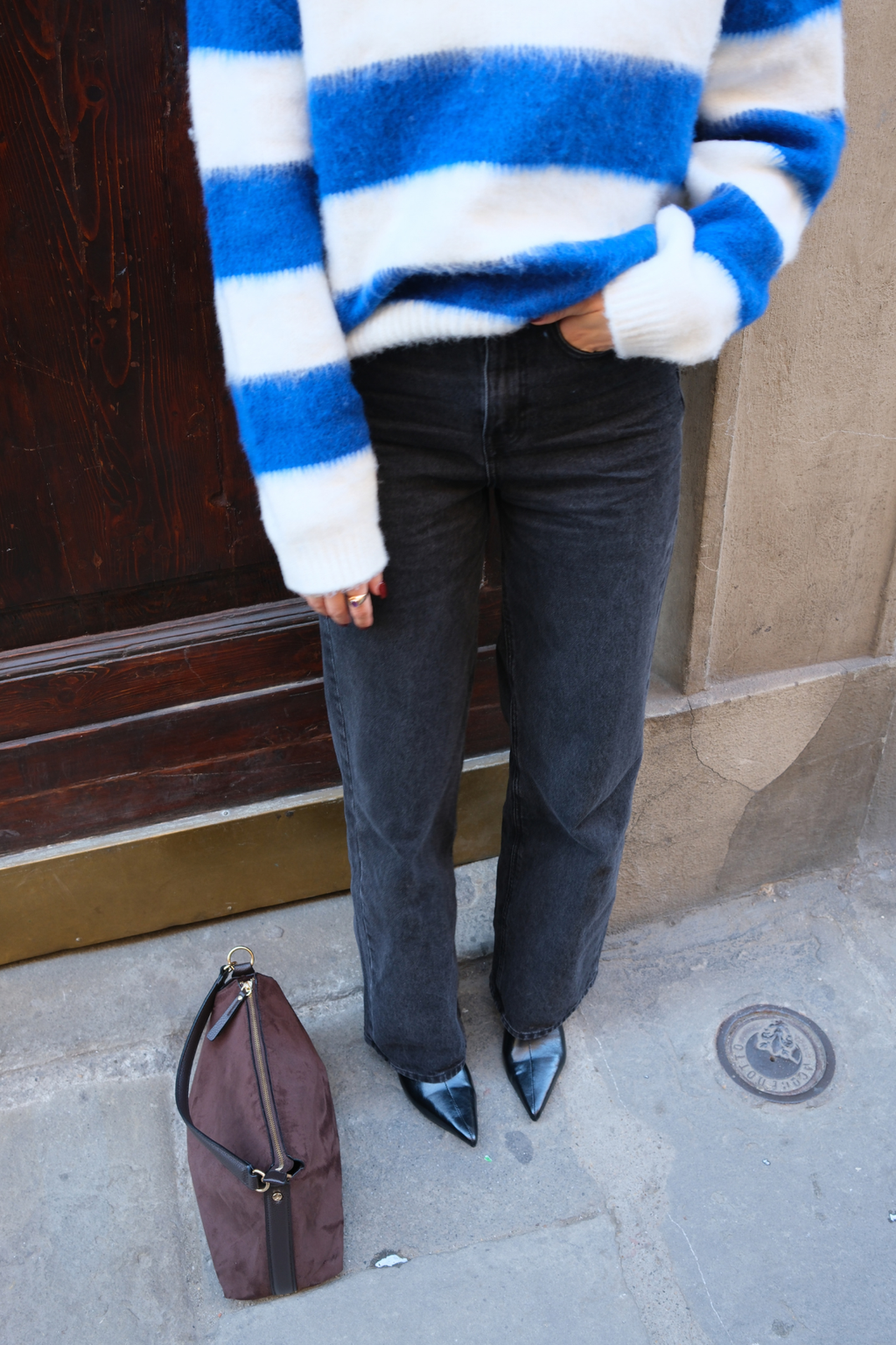 Alkuperäinen esitys leveät farkut - pesty musta farkku