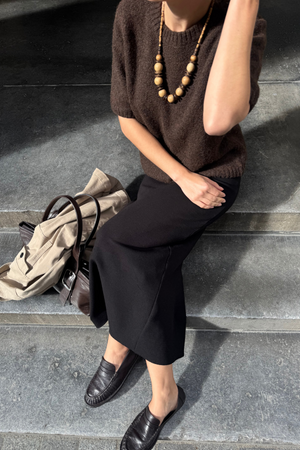 Aggia s/s neulottu pullover - sinetöinti ruskea