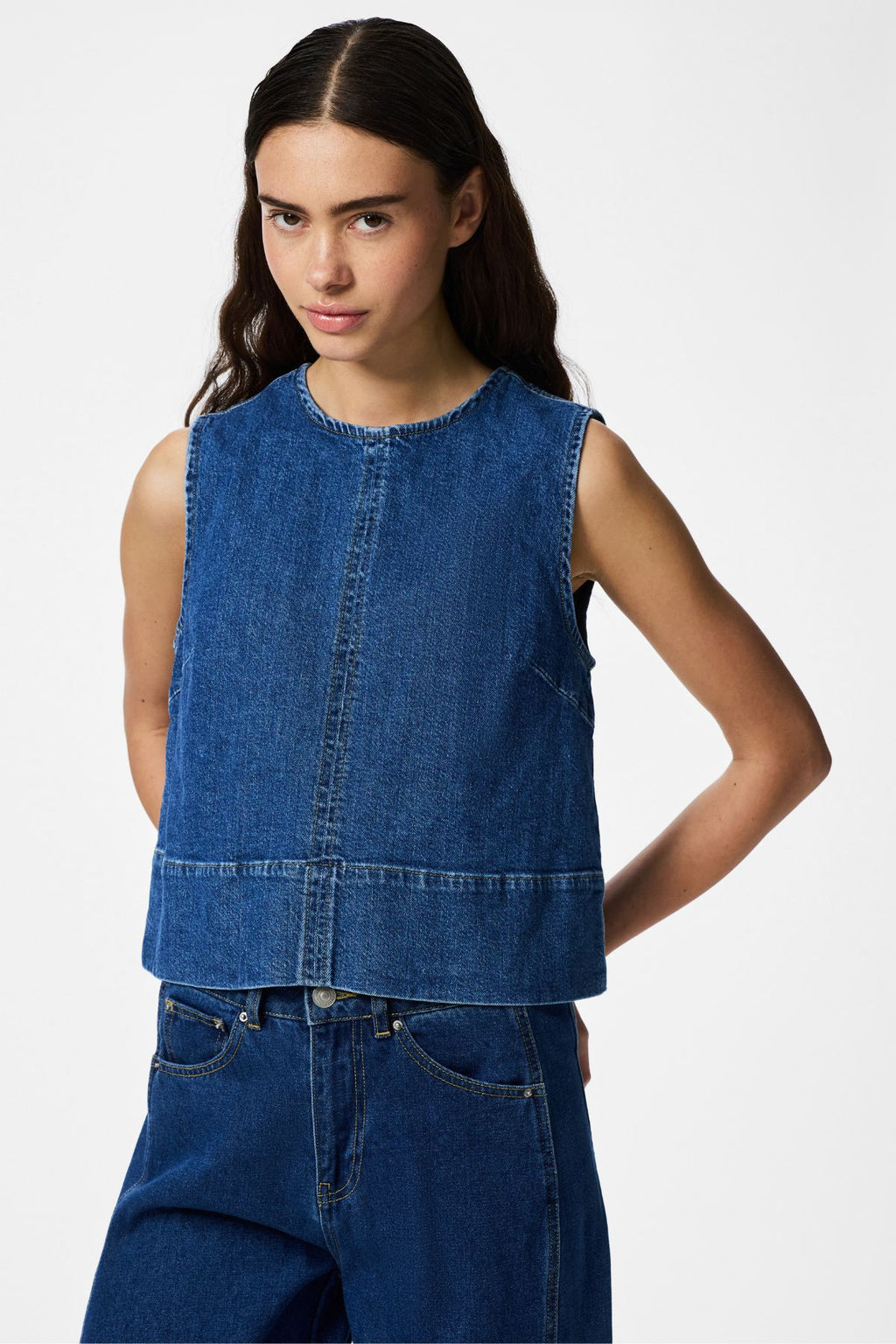 Silke Denim toppi - Medium Blue Denim