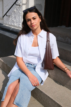 Lyhyen hihan pellavapaita - valkoinen