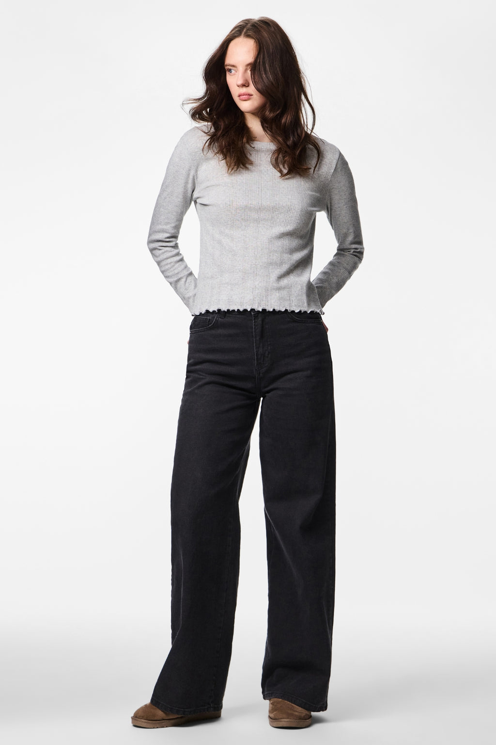 Marie O-neck toppi - vaaleanharmaa melange