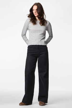 Marie O-neck toppi - vaaleanharmaa melange