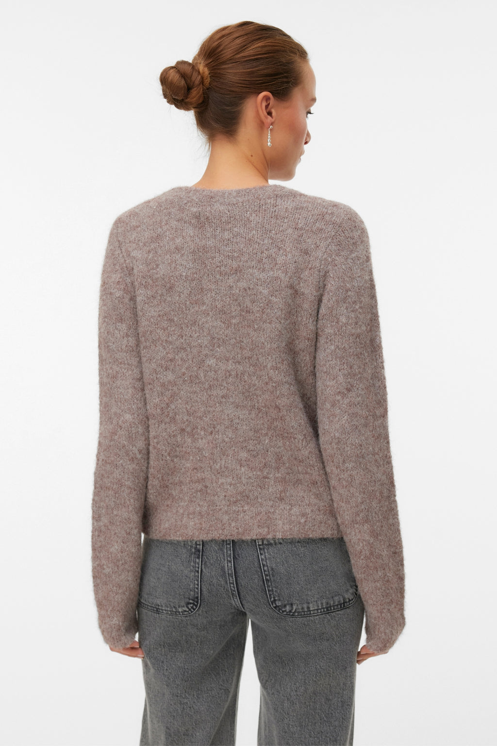 Novah O-neck Button Cardi - ruskea linssimelange