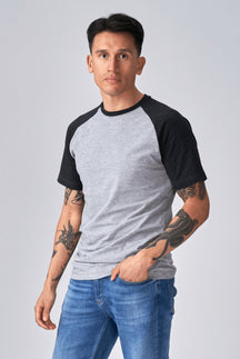 Basic Ragan T-paita-mustavalo harmaa