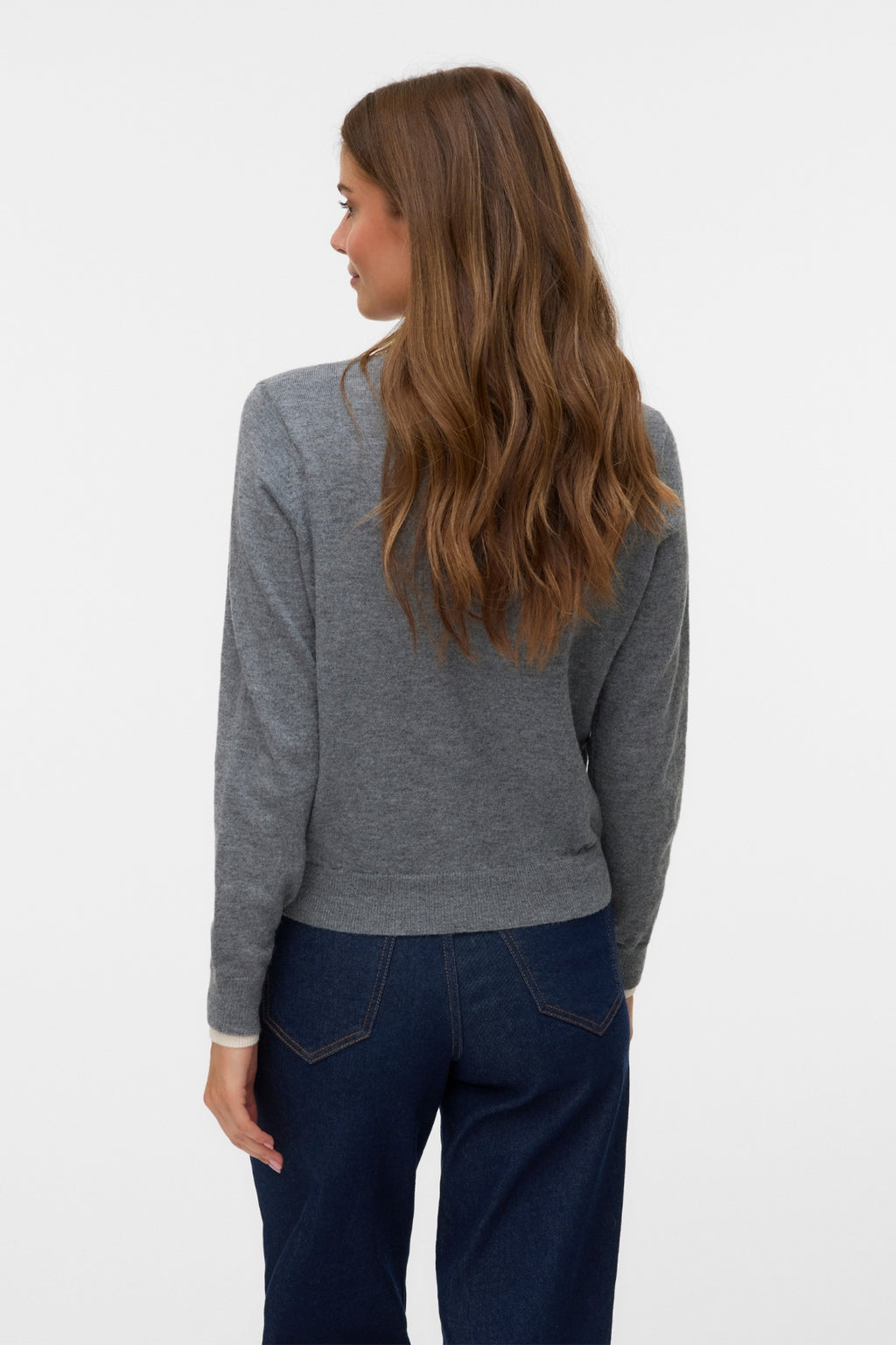 Ihana o-kaula-aukkoinen neuletakki - Medium Grey Melange w. Koivu