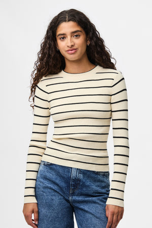 Mira New O-Neck Knit - koivu/musta