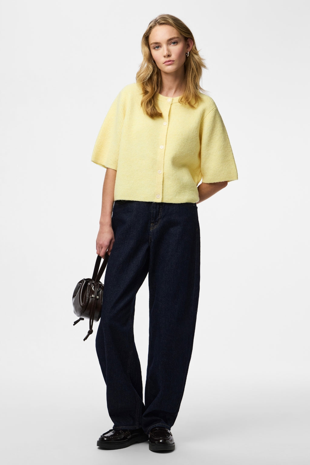 Silly O-neck neuletakki - vaalea banaanimelange