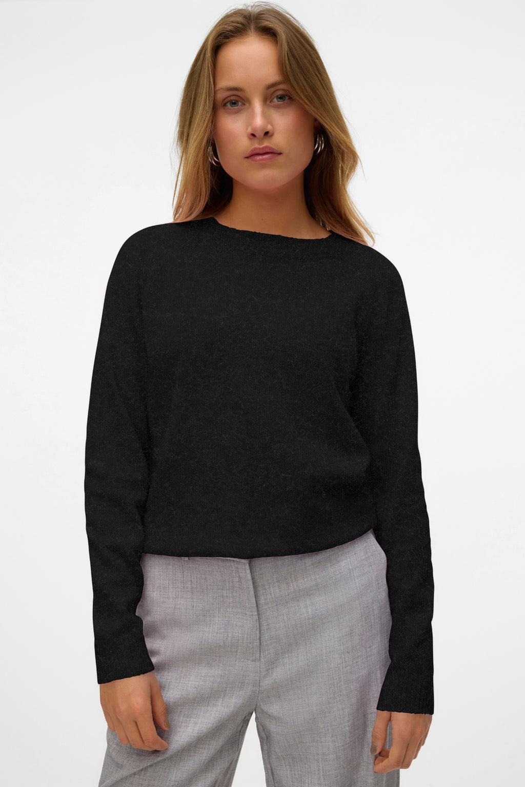 Doffy O-neck pusero - musta melange