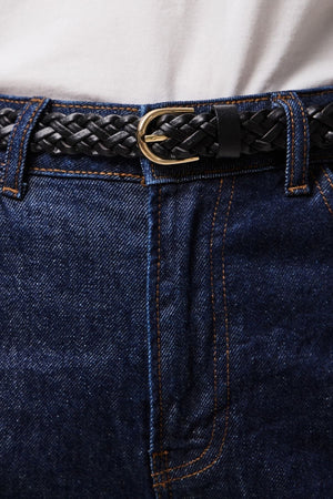 Avery nahka punottu Slim Vyö - musta