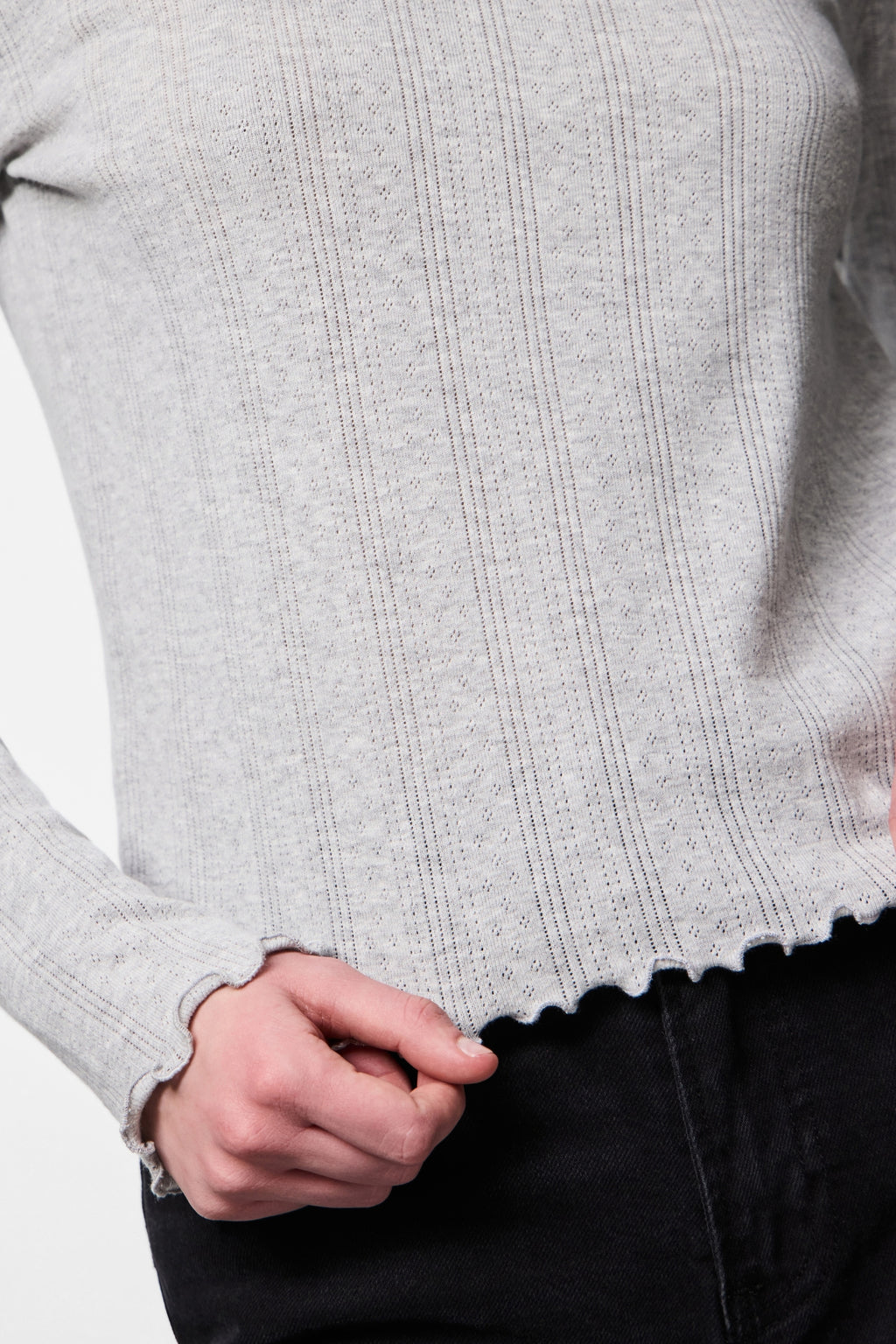 Marie O-neck toppi - vaaleanharmaa melange