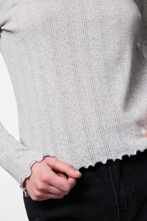 Marie O-neck toppi - vaaleanharmaa melange