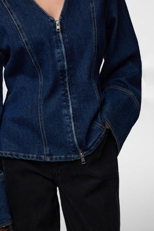 Flora Denim Shirt - Tummansininen Denim