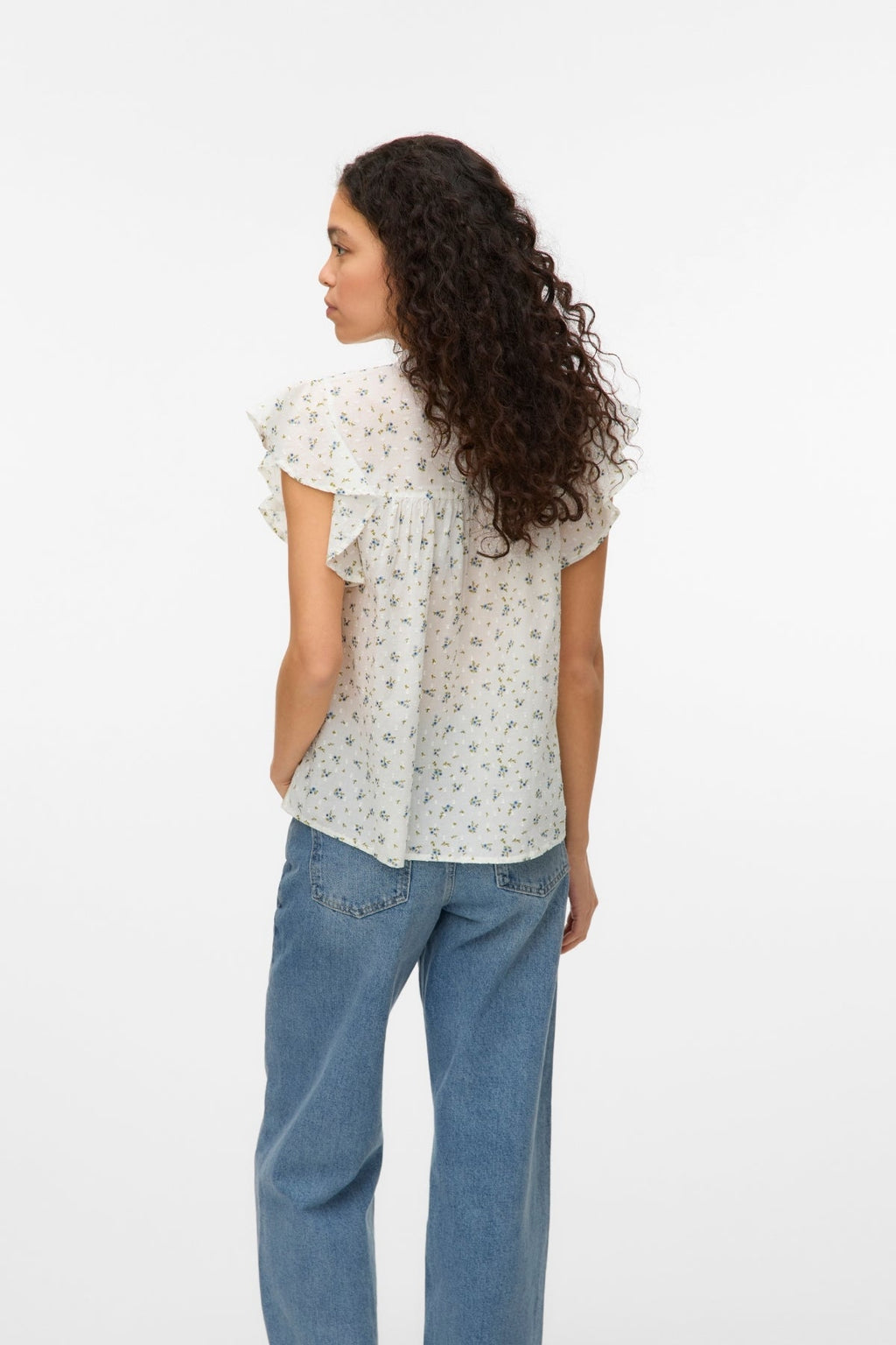 Trine Lace Top - Lumikki AOP: Magurite Blue Jasper