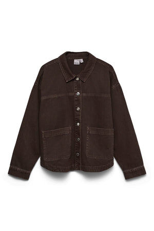 Jamie Denim Shacket - Suklaa Tort-Washed