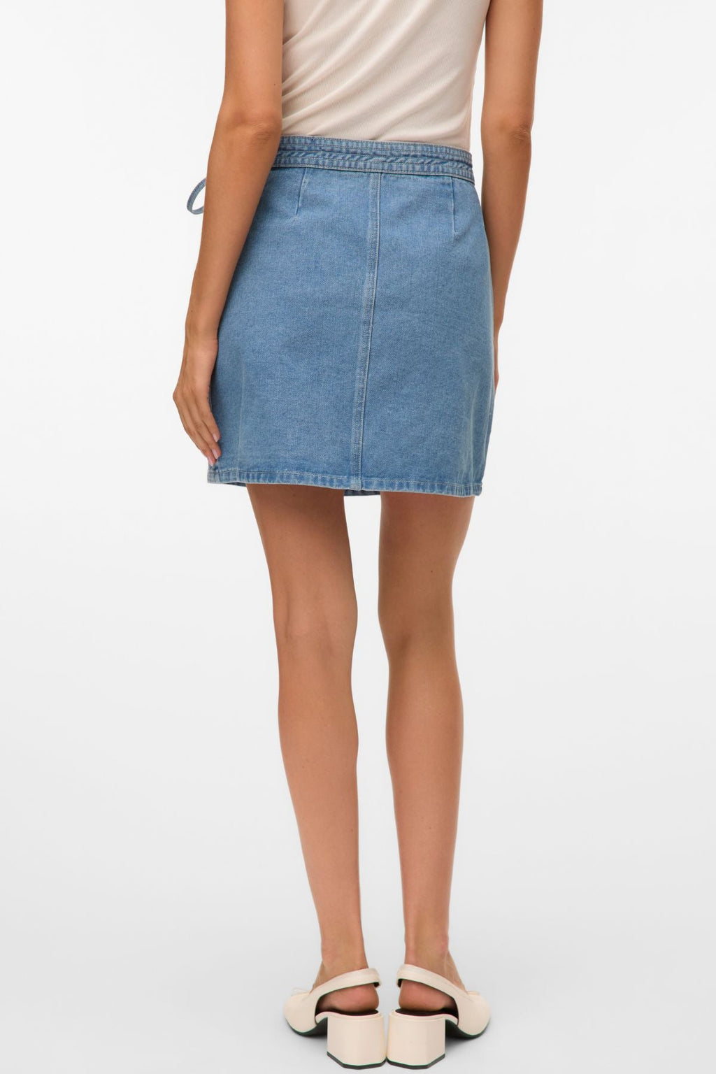 Liza Lyhyt Denim Wrap Hame - Medium Blue Denim