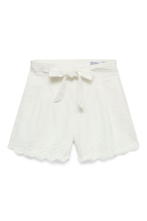 Airla Loose Color Brod Shorts - Kirkkaan valkoinen