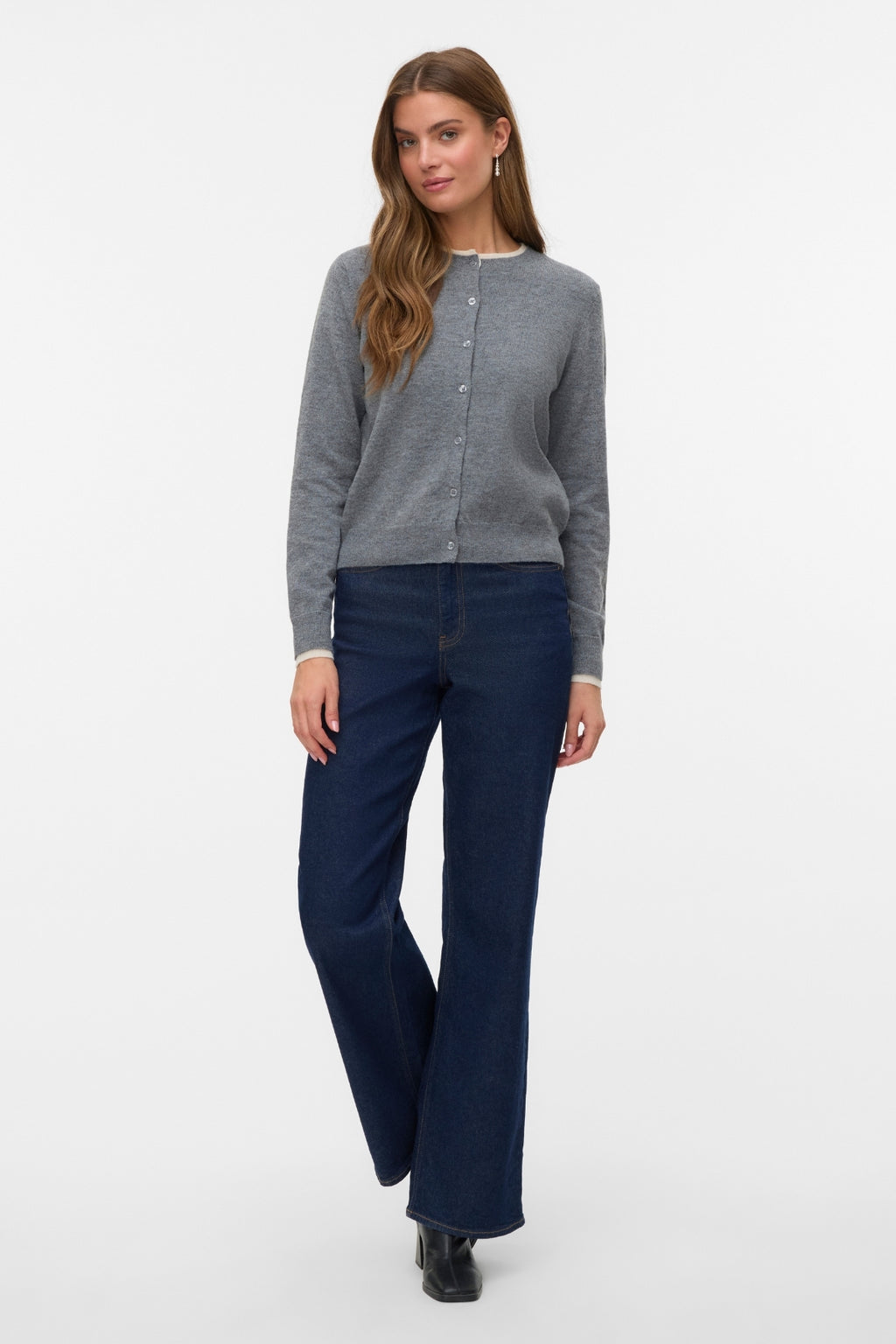 Ihana o-kaula-aukkoinen neuletakki - Medium Grey Melange w. Koivu