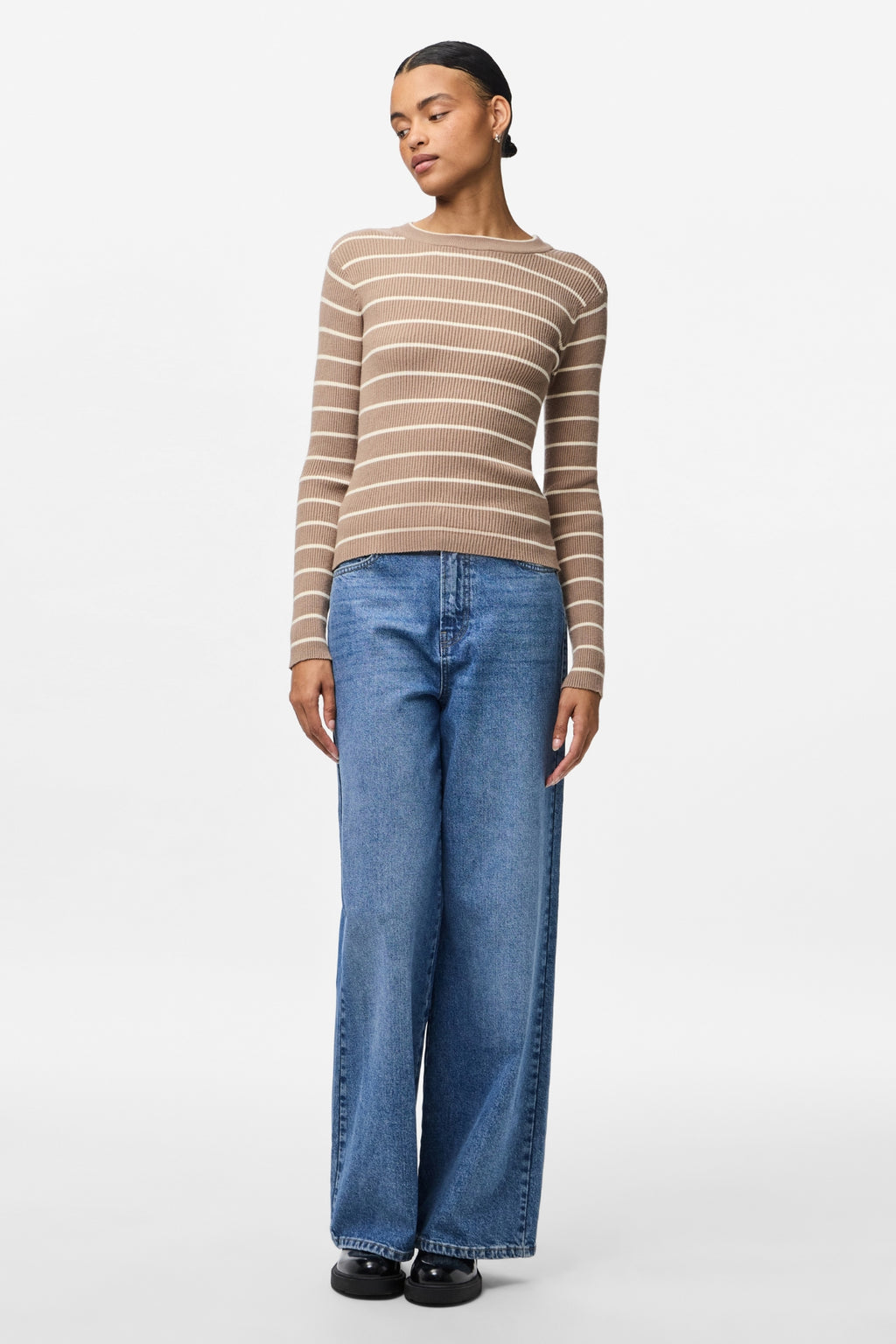 Mira New O-Neck Knit - Greige/Birch