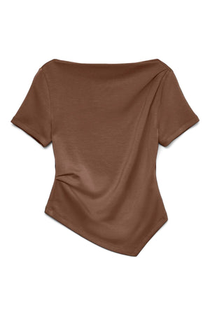 Mille Boatneck lyhyt toppi - ruskea