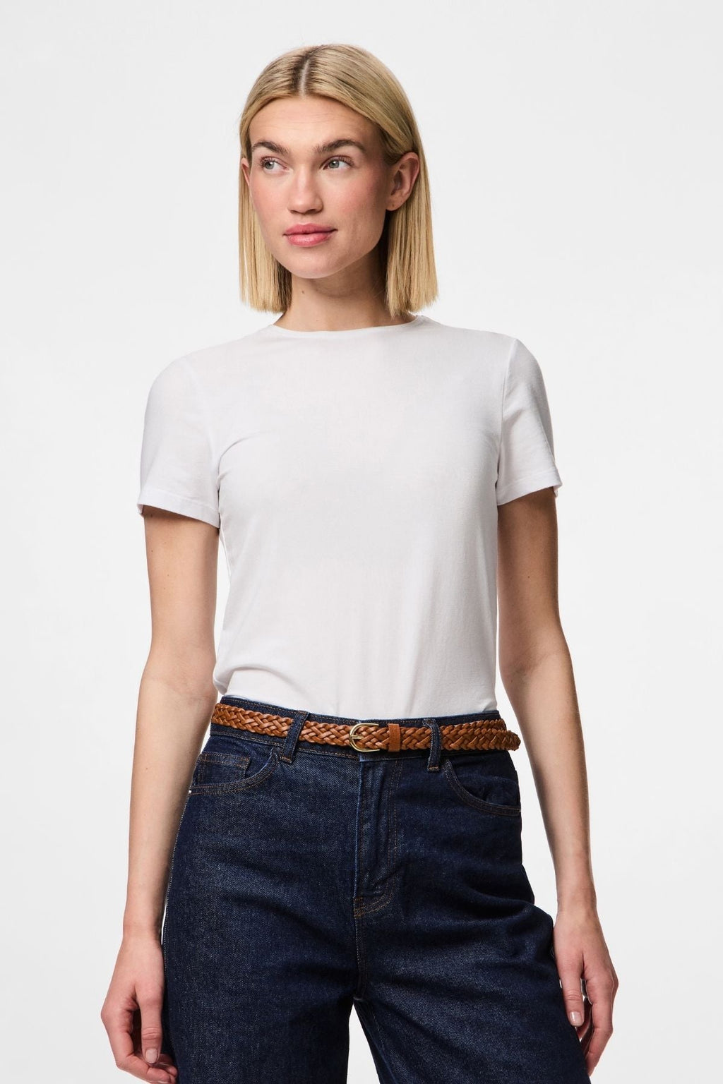 Avery nahka punottu Slim Vyö - konjakki