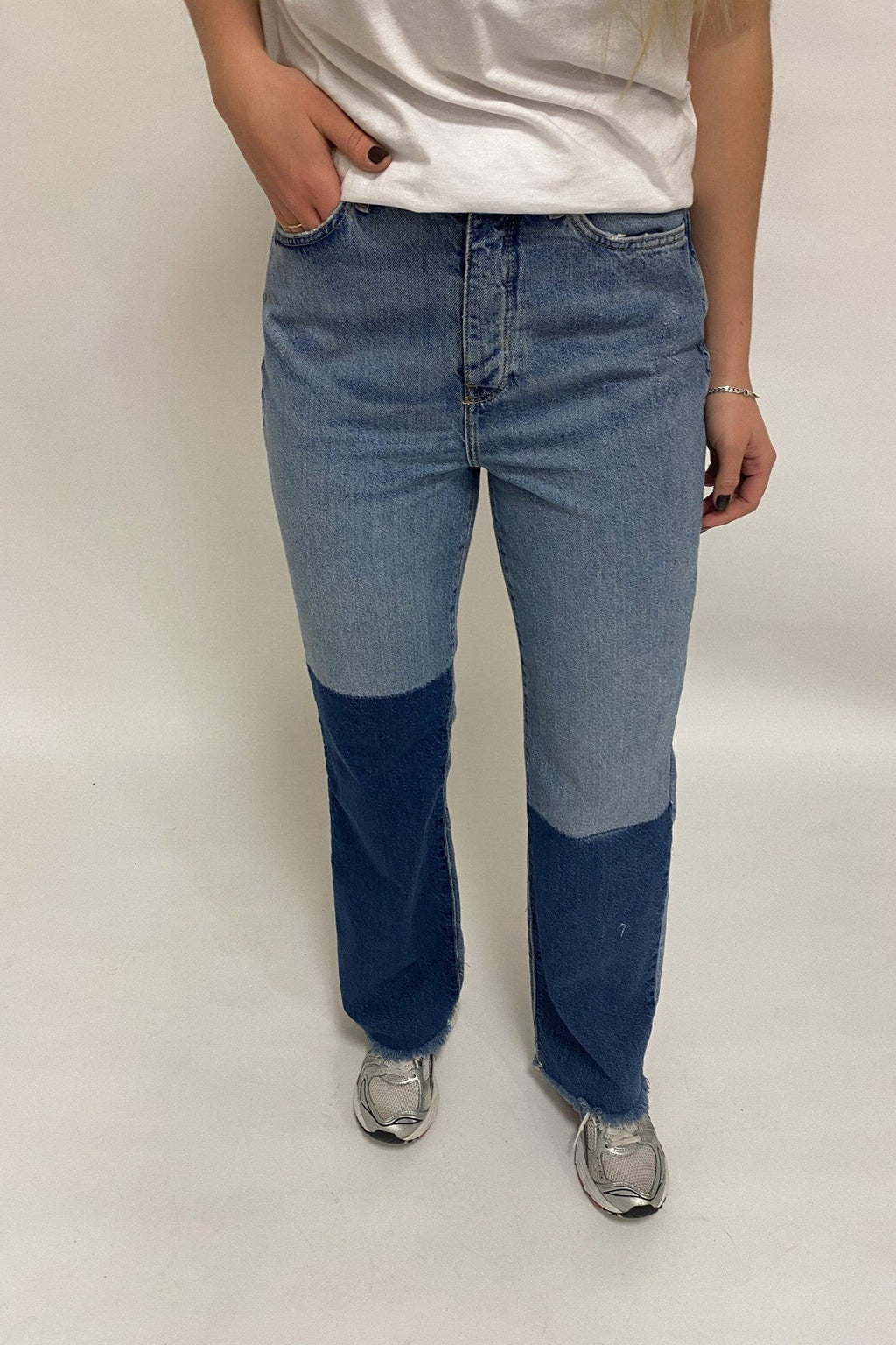 Zikka Color Block -housut - Keskimääräinen sininen farkku