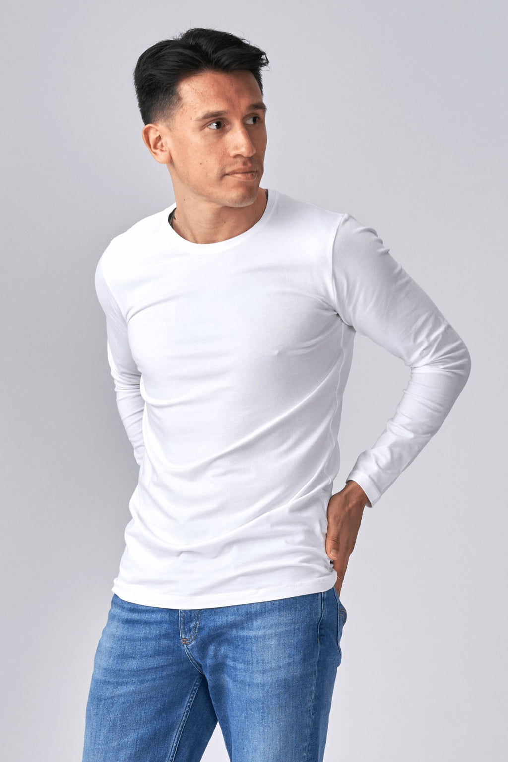 Pitkähihainen lihas-t-paita-valkoinen