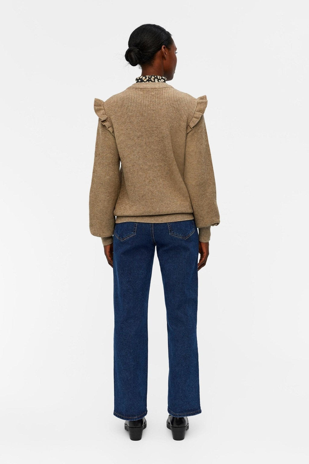 Malena Ruffle Pullover Strik - fossiili