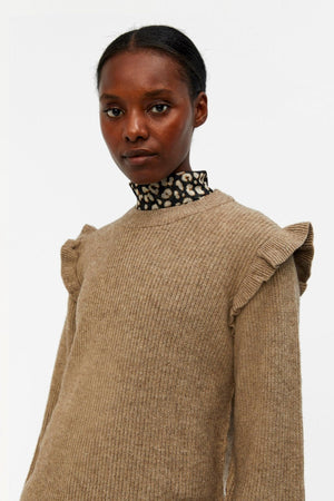 Malena Ruffle Pullover Strik - fossiili