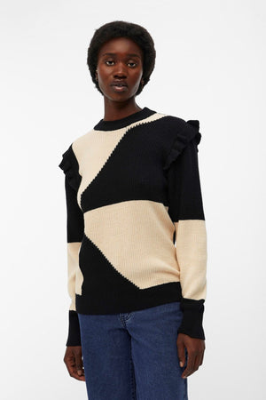 Malena Ruffle Pullover Strik - Sandhell