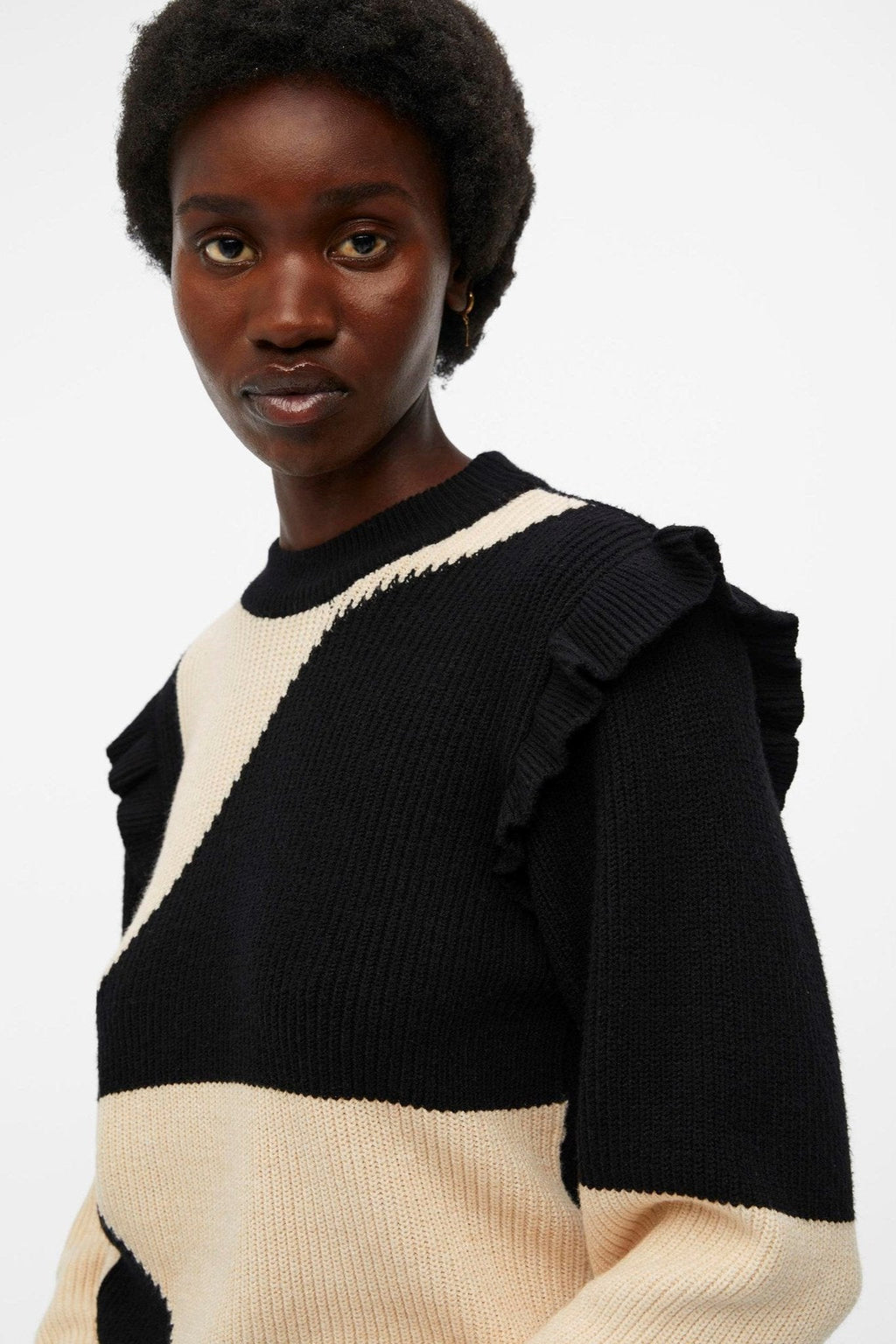 Malena Ruffle Pullover Strik - Sandhell