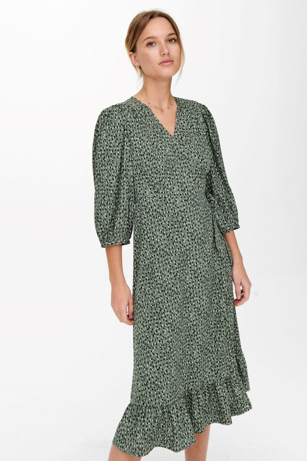 Olivia 3/4 Wrap Midi -mekko - Balsam Green