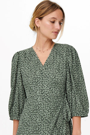 Olivia 3/4 Wrap Midi -mekko - Balsam Green