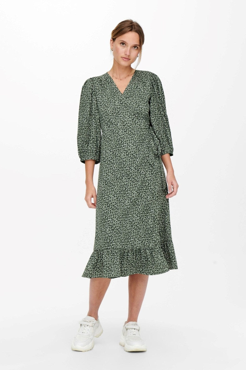 Olivia 3/4 Wrap Midi -mekko - Balsam Green