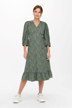 Olivia 3/4 Wrap Midi -mekko - Balsam Green