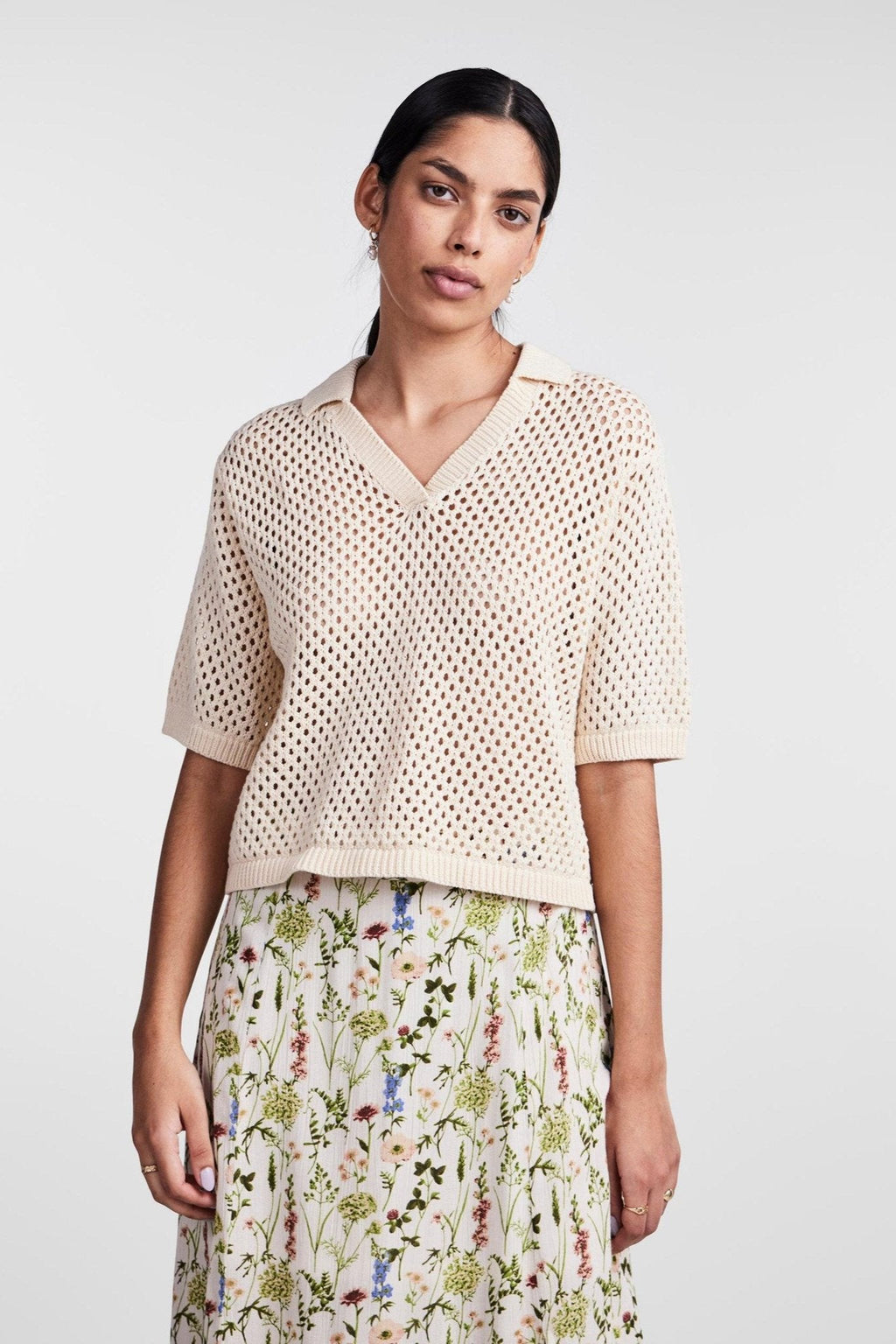 Laya neulottu polo - valkoinen savu