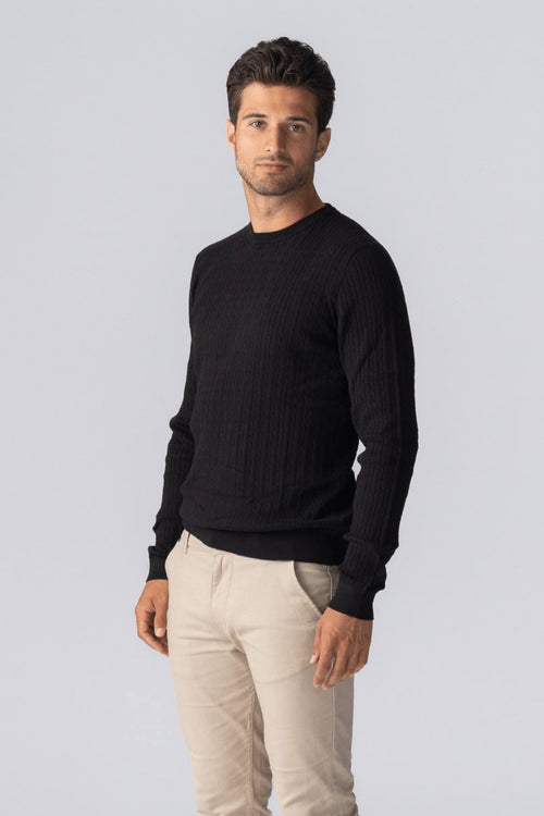 Pullover Cable Knit - Black - TeeShoppen Group™