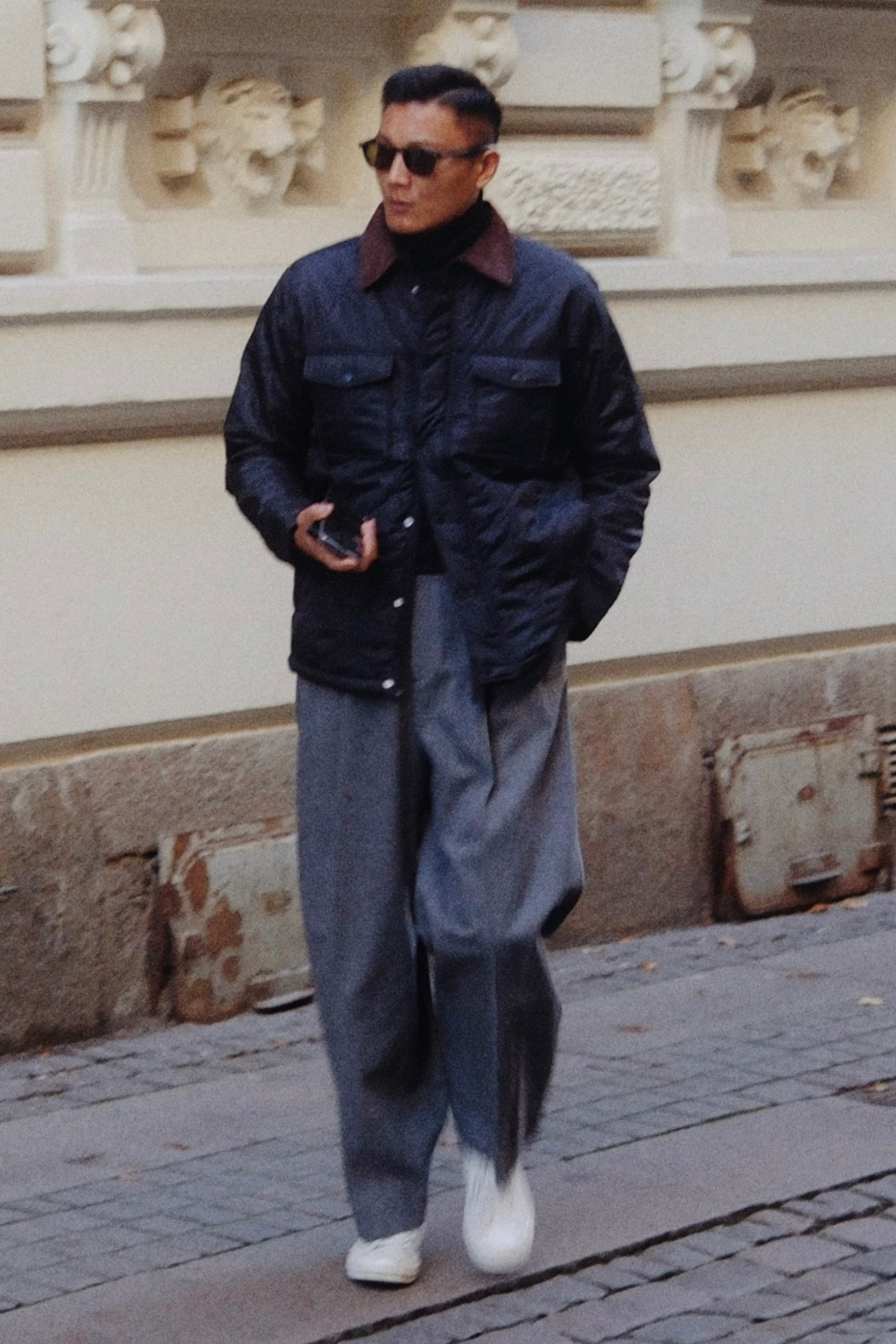 Tikattu takki - Navy