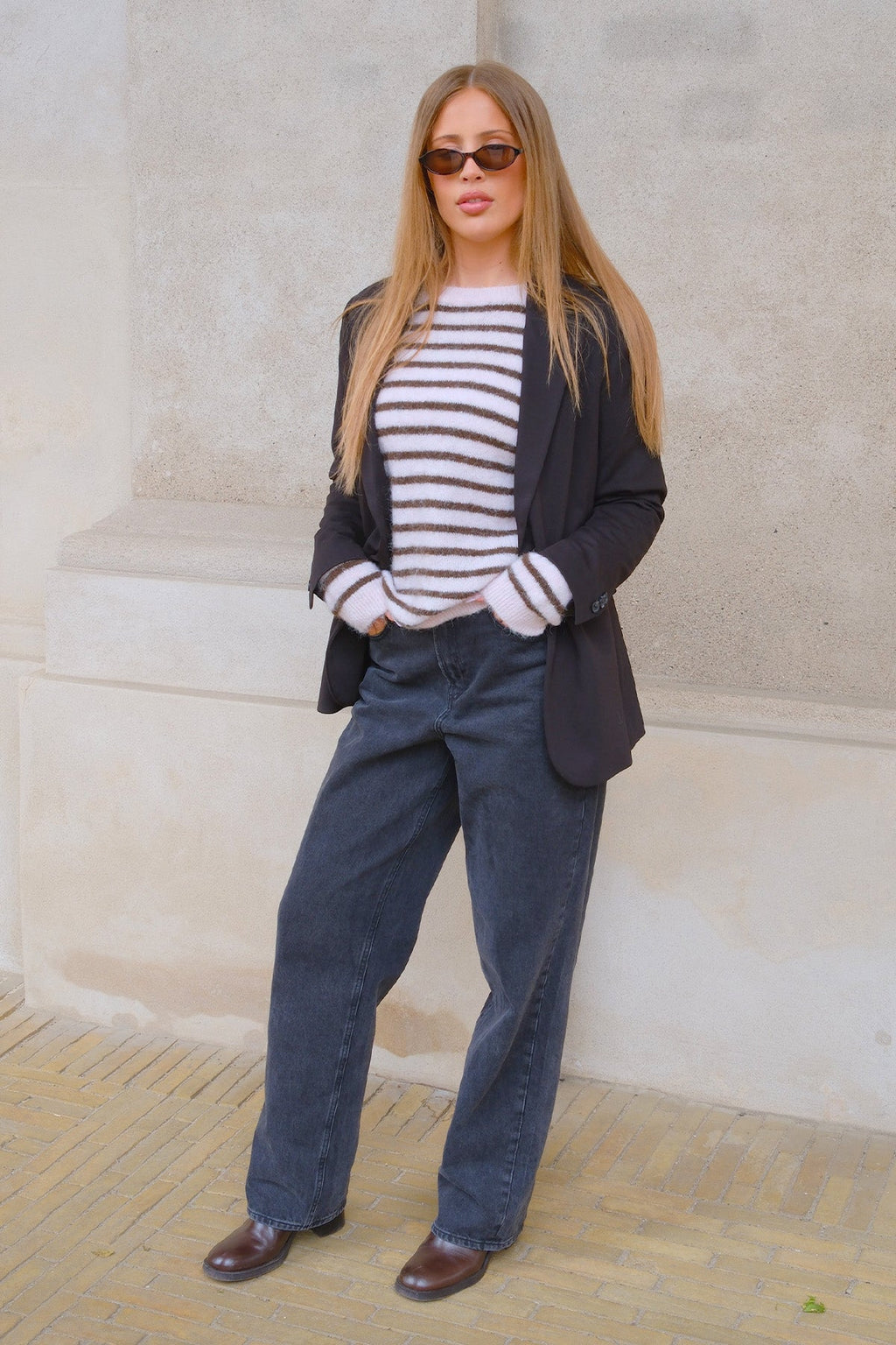 Sienna Striped Knit - Pinkki/suklaa
