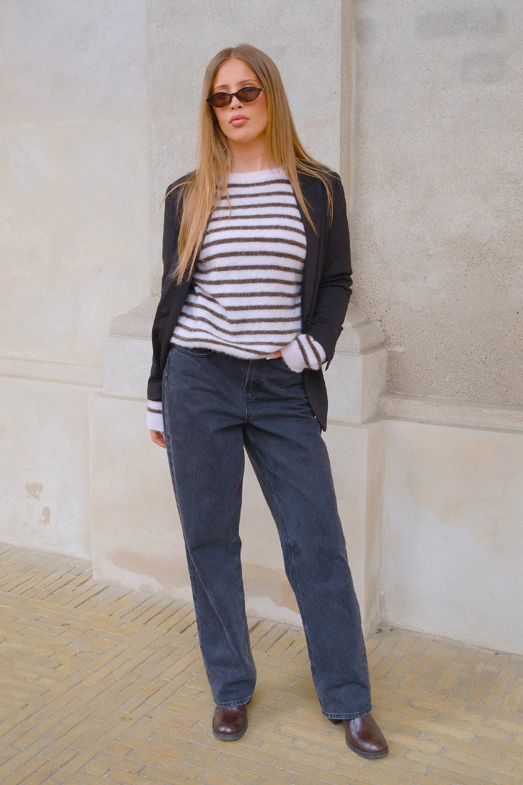 Sienna Striped Knit - Pinkki/suklaa