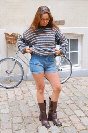 Sienna Striped Knit - suklaa/vaaleansininen