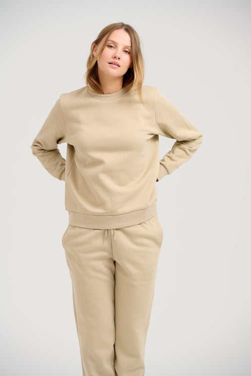 Basic Crewneck Sweat - Mørk Beige - TeeShoppen - Sand/Beige