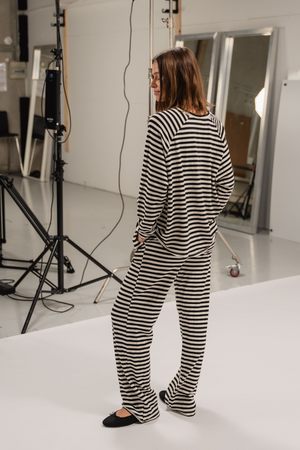 Stripped Pants - Musta