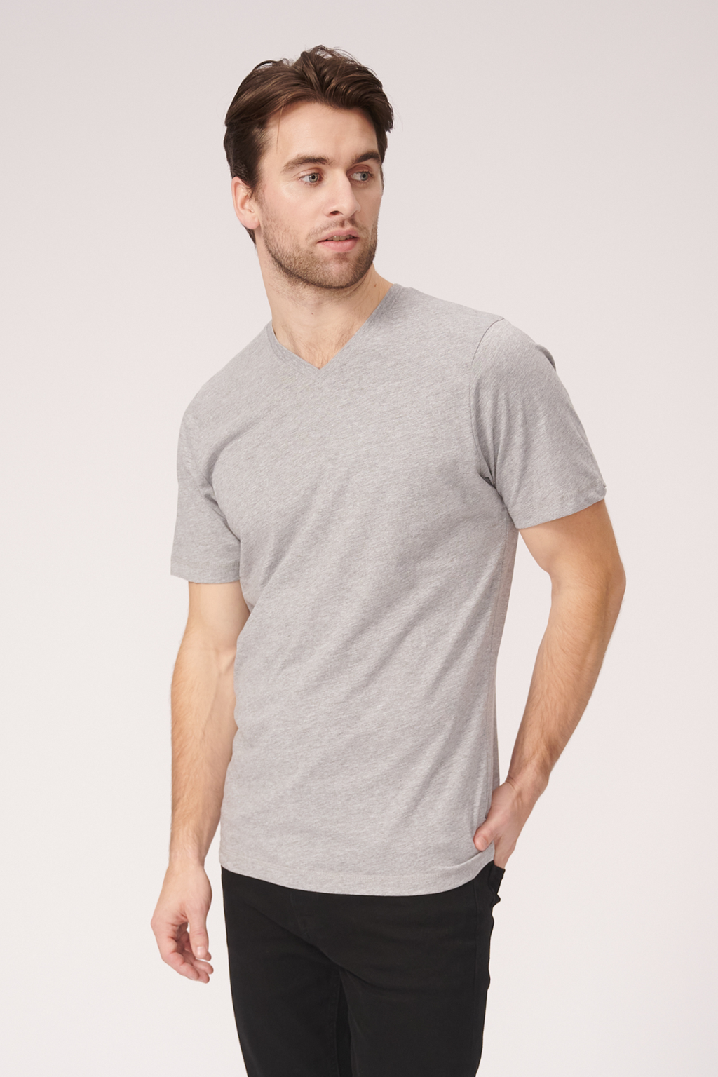 Basic vneck -t -paita - Oxford Gray