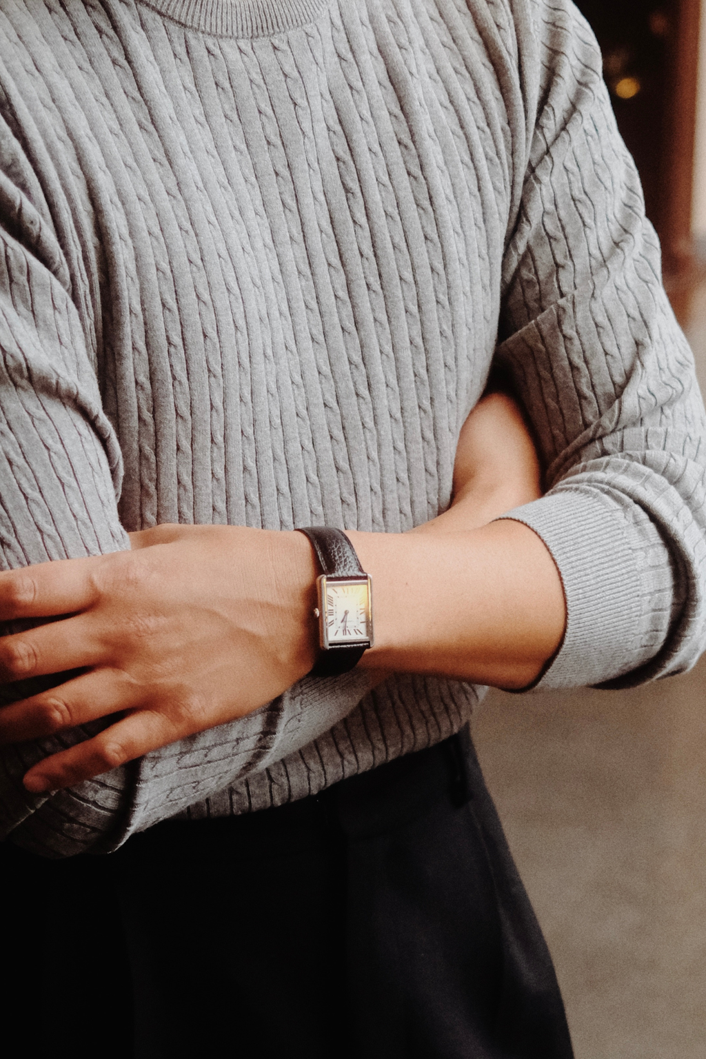 Pulloveri kaapelineulos - harmaa melanssi