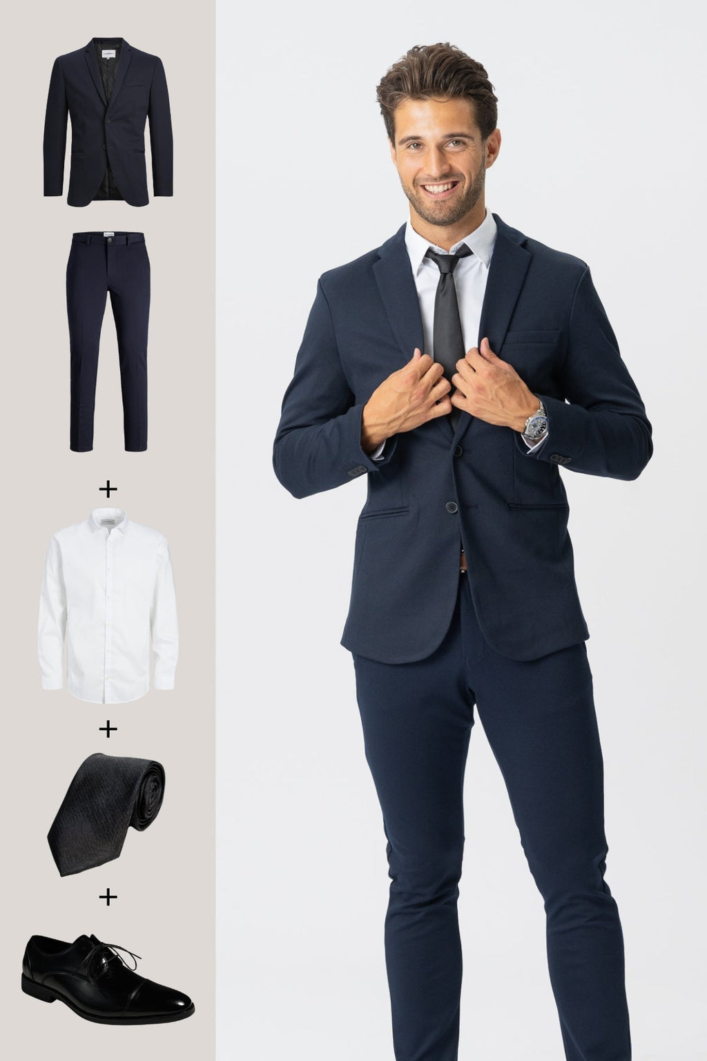 The Original Performance Suit (Navy) + Shirt, Tie & Derby Shoes - Package Deal